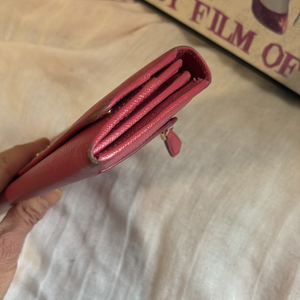 Prada Continental Wallet Pink Saffiano Metal Leather - Picture 8 of 12